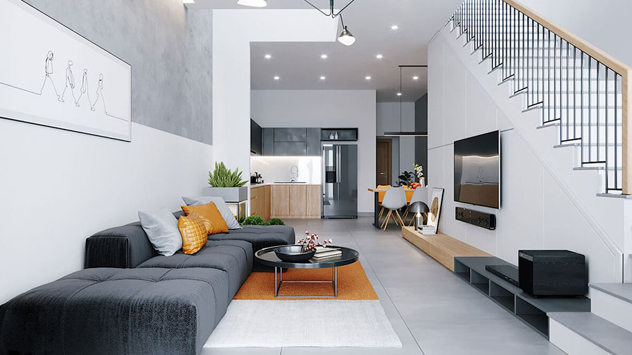 Tư vấn cách phối màu sơn đẹp cho phòng khách nhà ống