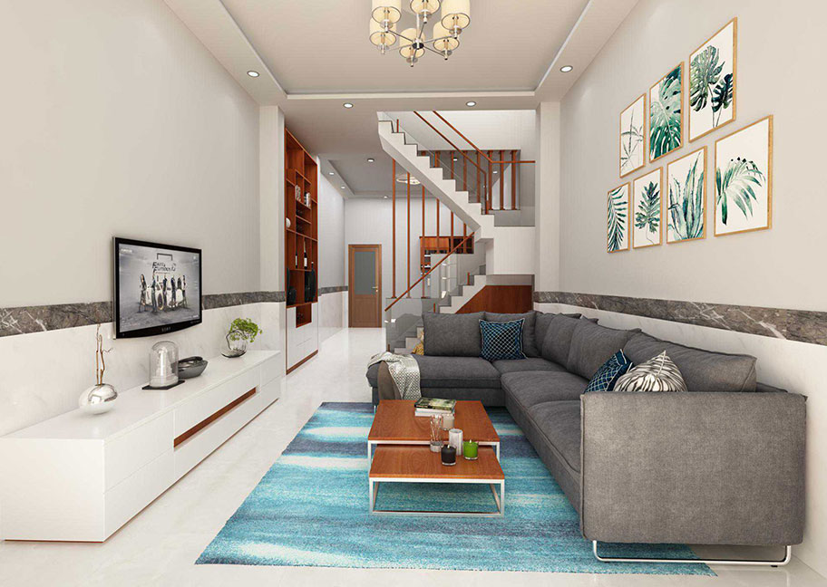 Tư vấn cách phối màu sơn đẹp cho phòng khách nhà ống